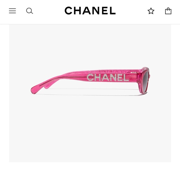 Auth NIB Chanel 71280 Crystal Logo Pink Glitter Rectangle Sunglasses - Picture 2 of 11